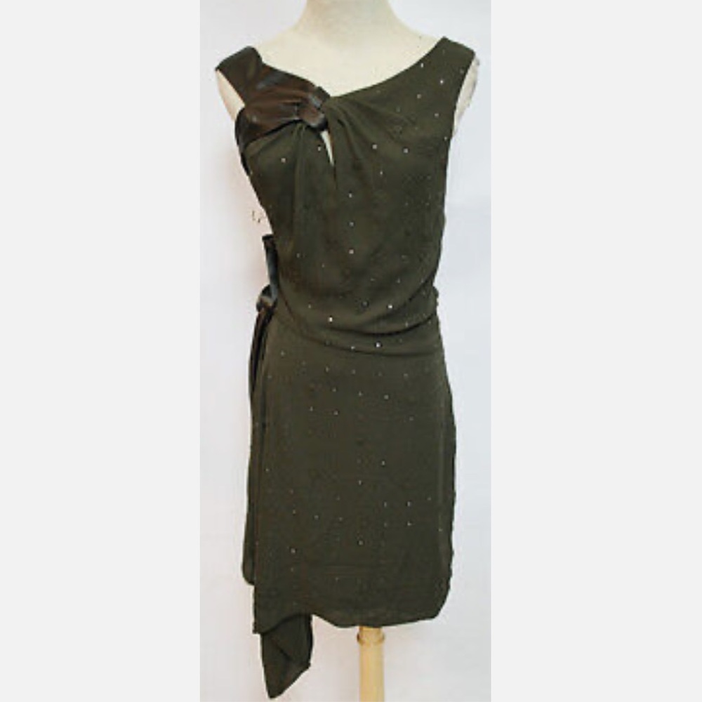 BCBG MAXAZRIA RUNWAY Holiday Cocktail Asymmetrical Black Dress w/ Rhinestones